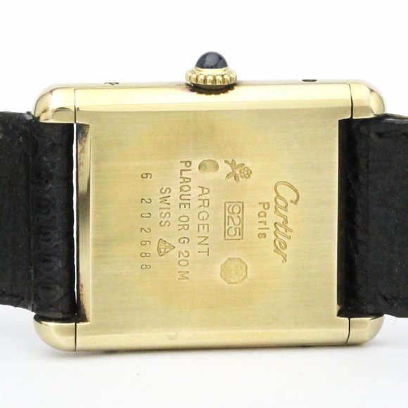 CARTIER Tank Vermeil Gold Plated Leater Hand-Winding Mens Watch BF560990 - Picture 7 of 9